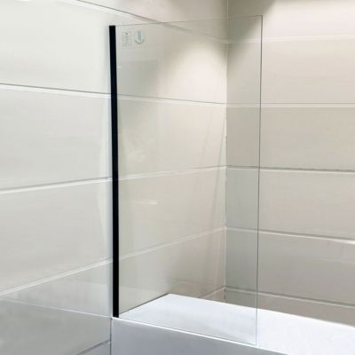 Pare-baignoire 80x140 cm verre anticalcaire 6mm fixe en aluminium Noir mat ESSEBAGNO