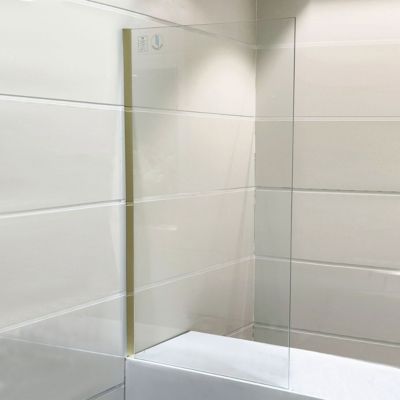 Pare-baignoire 80x140 cm verre anticalcaire 6mm fixe en aluminium Or brossé ESSEBAGNO