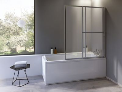 Pare-baignoire argent 2 volets relevable Atelier du bain