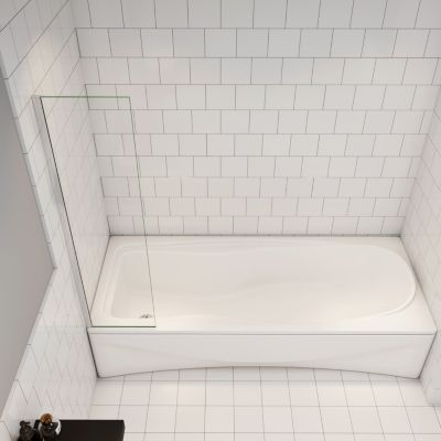 pare baignoire Argent 40x130cm,paroi fixée,5mm verre anticalcaire,style industriel et Installation réversible