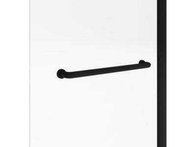 Pare baignoire avec porte-serviette en métal noir mat au style industriel - 70 x 140 cm - TOBIN