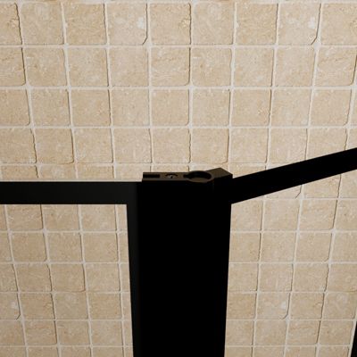 Pare baignoire avec volet pivotant - profile noir mat - 130x104 (HxL) - verre 5mm sérigraphié
