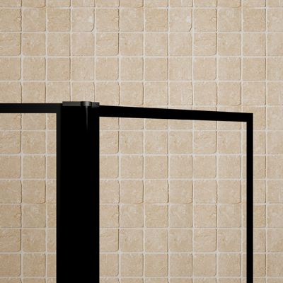 Pare baignoire avec volet pivotant - profile noir mat - 130x104 (HxL) - verre 5mm sérigraphié