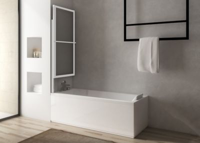 Pare-baignoire blanc 2 volets relevable Atelier du bain