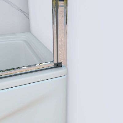 Pare baignoire Chrome pliante,L120xH140cm avec pliante 5 volets pliants 180 degrés,Installation réversible,4mm verre trempé