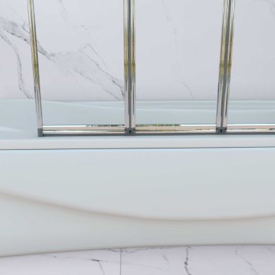 Pare baignoire Chrome pliante,L120xH140cm avec pliante 5 volets pliants 180 degrés,Installation réversible,4mm verre trempé