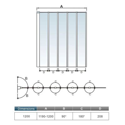 Pare baignoire Chrome pliante,L120xH140cm avec pliante 5 volets pliants 180 degrés,Installation réversible,4mm verre trempé