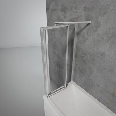 Pare baignoire à coller 2 volets + paroi de retour fixe, 89 x 70 x 120 cm, alu-argenté,  Schulte