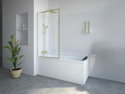 Pare baignoire doré style art déco - 80 x 140 cm - Verre trempé - BRADENTON