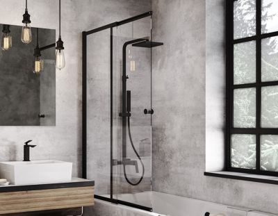 Pare-baignoire Easy slide black 100x150cm