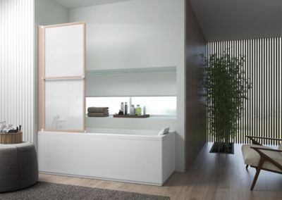 Pare-baignoire effet bois 1 volet relevable Atelier du bain