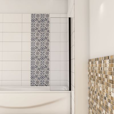 Pare-baignoire fixé 40x130cm,paroi fixée,5mm verre anticalcaire,noir mat style industriel et simplicité
