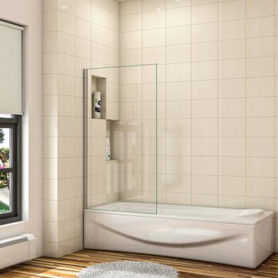 Pare baignoire fixe 1 volet chrome - L.70 x H.130 cm en 5mm verre anticalcaire