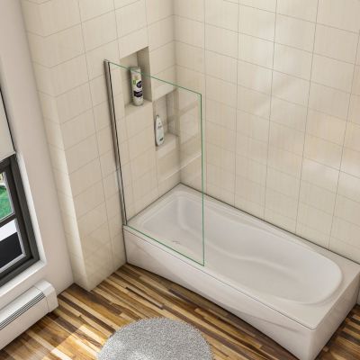 Pare baignoire fixe 1 volet chrome - L.70 x H.130 cm en 5mm verre anticalcaire