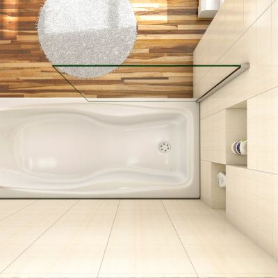 Pare baignoire fixe 1 volet chrome - L.70 x H.130 cm en 5mm verre anticalcaire