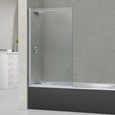 Pare Baignoire fixe pivotant droit en verre sécurité ép 6mm - L85xH147 cm - profilé chrome - SUPERBAN Alsace Sport