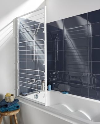 Pare-baignoire Gelco Studio pivotant 1 volet verre transparent l.75 x H.140 cm