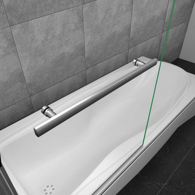 Pare baignoire L.70 x H.130cm pivotant à 180 avec 2 étagères et porte-serviette - 5mm verre sécurit - Installation réversible