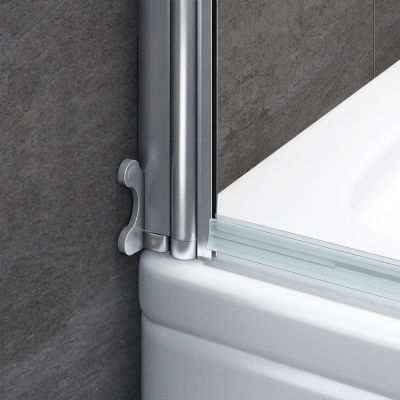 Pare baignoire L.70 x H.130cm pivotant à 180 avec 2 étagères et porte-serviette - 5mm verre sécurit - Installation réversible