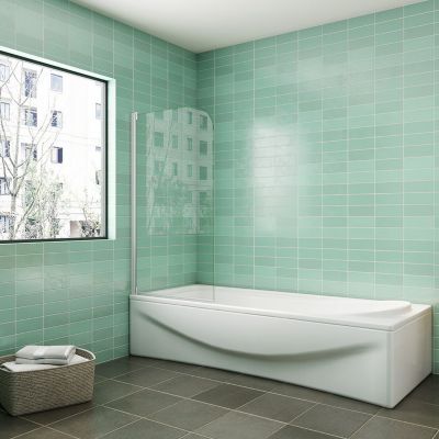 Pare baignoire L.70 x H.130cm profilé blanc écran paroi pivotante - Installation réversible - 4mm verre sécurité