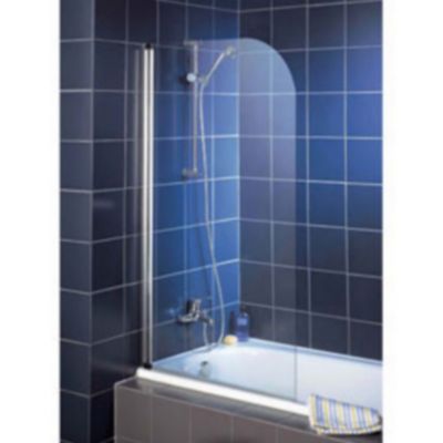 Pare-baignoire pivotant 1 volet, 80 x 140 cm, verre transparent anticalcaire 5 mm, profilé chrome, Schulte Capri