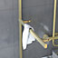 Pare-baignoire pivotant 150 x 85 cm, profilés alu doré brossé, porte-serviette, Galedo Prime
