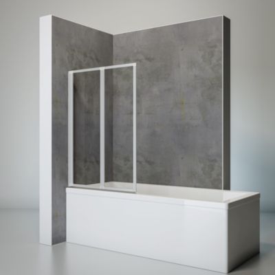 Pare-baignoire pivotant 2 volets l.87 x H.120 cm, chrome, Schulte