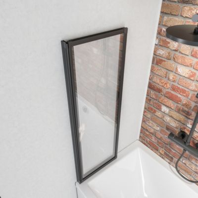Pare-baignoire pivotant 2 volets l.87 x H.120 cm, noir, Schulte