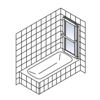 Pare-baignoire pivotant coulissant avec porte-serviettes H.140 x l.118 cm, blanc, Schulte