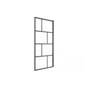Pare baignoire pivotant style industriel - 70 x 140 cm - Noir mat - Verre - RIVANON