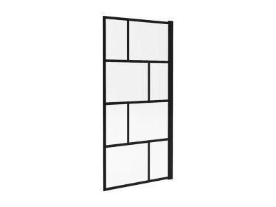 Pare baignoire pivotant style industriel - 80 x 140 cm - Noir mat - Verre - RIVANON