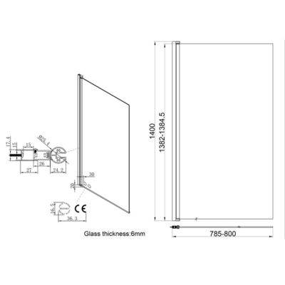 Pare-Baignoire pivotant verre transparent anticalcaire et aluminium 80 x 140 noir Essebagno