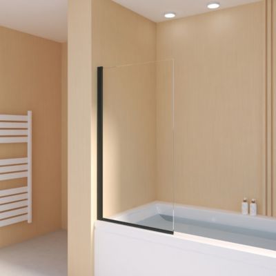 Pare-Baignoire pivotant verre transparent anticalcaire et aluminium 80 x 140 noir Essebagno