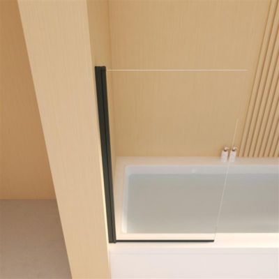 Pare-Baignoire pivotant verre transparent anticalcaire et aluminium 80 x 140 noir Essebagno