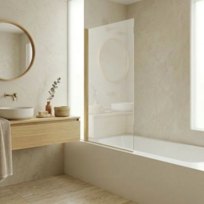 Pare-Baignoire pivotant verre transparent anticalcaire et aluminium 80 x 140 Or brossé Essebagno
