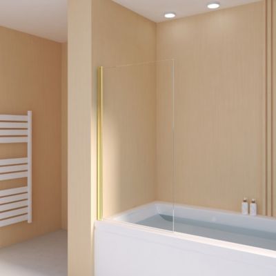 Pare-Baignoire pivotant verre transparent anticalcaire et aluminium 80 x 140 Or brossé Essebagno