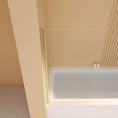 Pare-Baignoire pivotant verre transparent anticalcaire et aluminium 80 x 140 Or brossé Essebagno