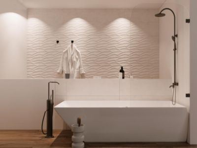 Pare baignoire réversible aux angles arrondis style industriel - 80 x 140 cm - TIMOUR