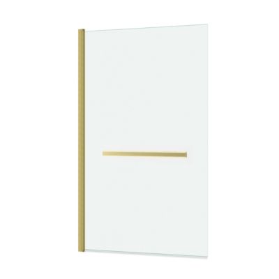 Pare-baignoire rabattable 120 x 70 cm, profilés aluminium doré brossé, porte-serviette, Galedo Essentiel