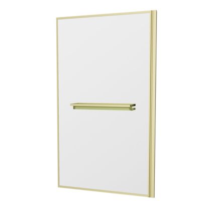Pare-baignoire rabattable 130 x 75 cm, profilés aluminium doré brossé, porte-serviette/étagère, Galedo Golden Edge