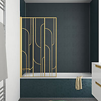 Pare-baignoire rabattable 140 x 80 cm, profilés alu doré, Galedo Art Deco