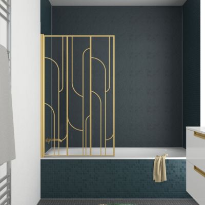 Parebaignoire rabattable 140 x 80 cm, profilés alu doré, Galedo Art Deco — free download