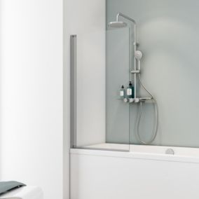 Pare-baignoire rabattable, 70 x 130 cm, verre 5 mm, profilé alu-argenté, Schulte