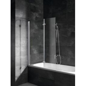 Pare-baignoire rabattable avec 2 volets, 104 x 130 cm, verre transparent 5 mm, profilé alu-argenté, Schulte