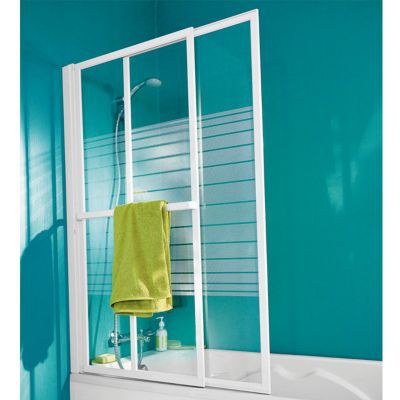Pare Baignoire Relevable 2 Volets Coulissants Profiles Blanc 140 X 123 Cm Iode Castorama