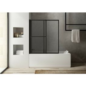 Pare-baignoire 2 volets 140x120cm 3 bandes blanches - ELMER - Douche -  Elmer - Ayor