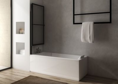 Pare-baignoire relevable et coulissant noir mat 2 volets Atelier du bain