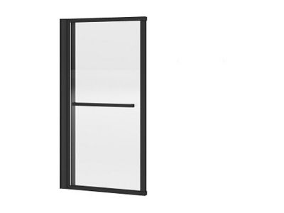Pare baignoire relevable et pivotant avec porte serviette - Noir mat - 120 x 140 cm - VESLIRA
