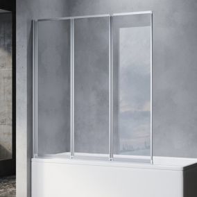 Pare-Baignoire SIRHONA 1300x1400mm Ecran de Baignoire 3 Volets + 4mm Verre Transparent + Double Construction en Aluminium