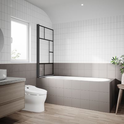 Pare-baignoire SIRHONA 800x1400mm Ecran de Baignoire Industriel + Verre Transparent  6 mm + Double Construction en Aluminium